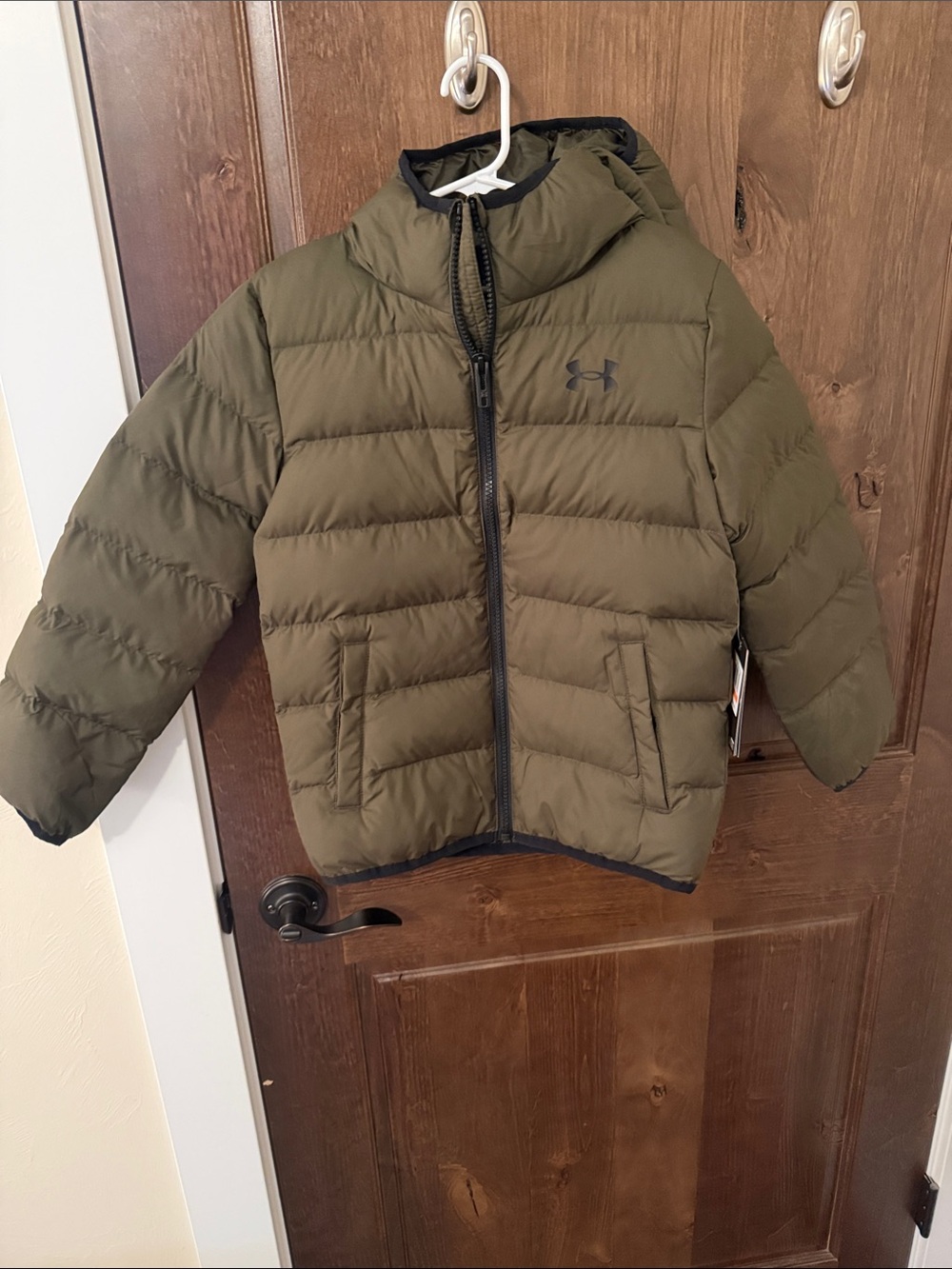 Under Armour Kids Olive Green Hooded Puffer Jacket